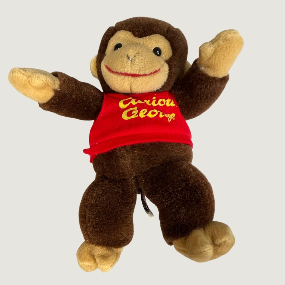 Curious George Plush Monkey Stuffed Animal Red Shirt Vintage Style 8 Inch